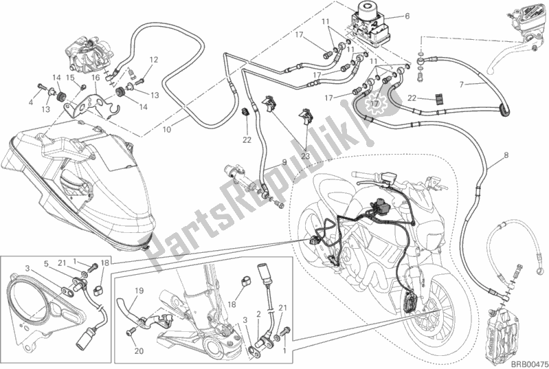 Tutte le parti per il Impianto Frenante Abs del Ducati Diavel FL Thailand 1200 2019